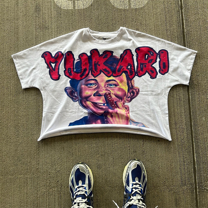 YUKARI BOY Printed Crew Neck Short Sleeve T-Shirt