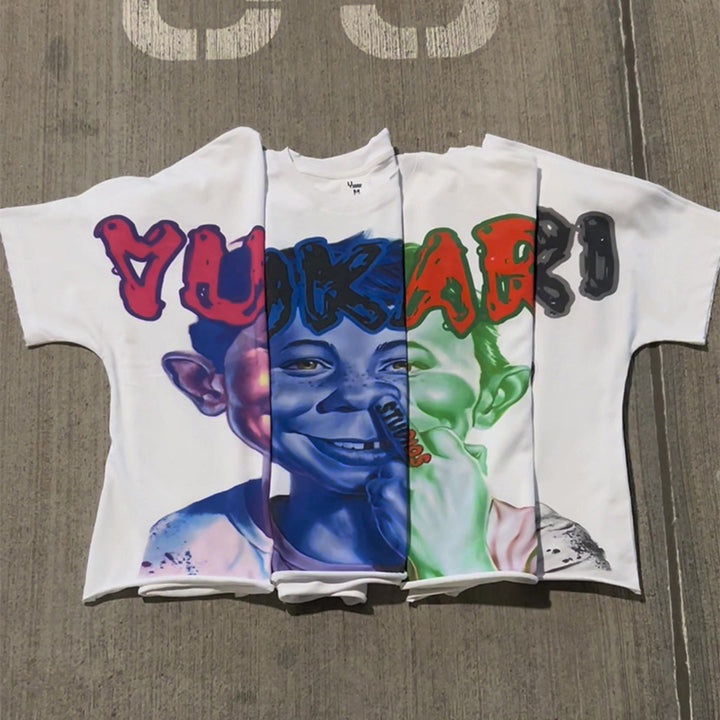 YUKARI BOY Printed Crew Neck Short Sleeve T-Shirt