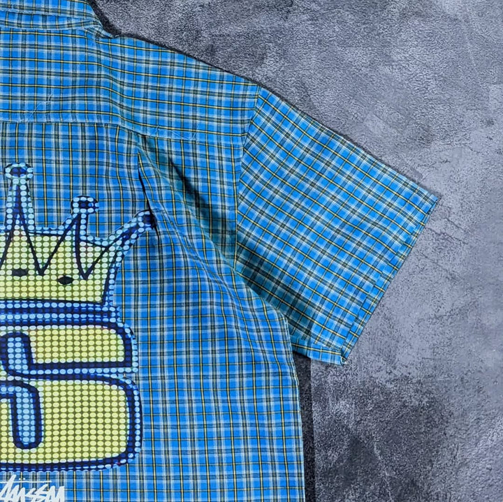 Crown casual street retro plaid work shirt