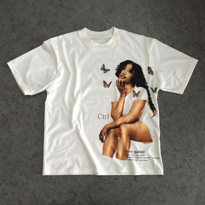 Ctrl Butterfly Print Short Sleeve T-Shirt
