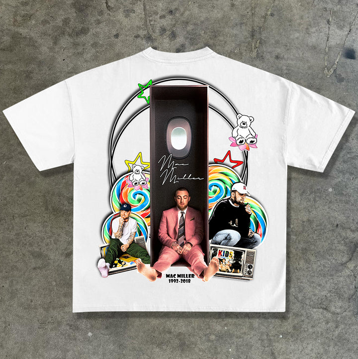 Casual round neck hip-hop print T-shirt