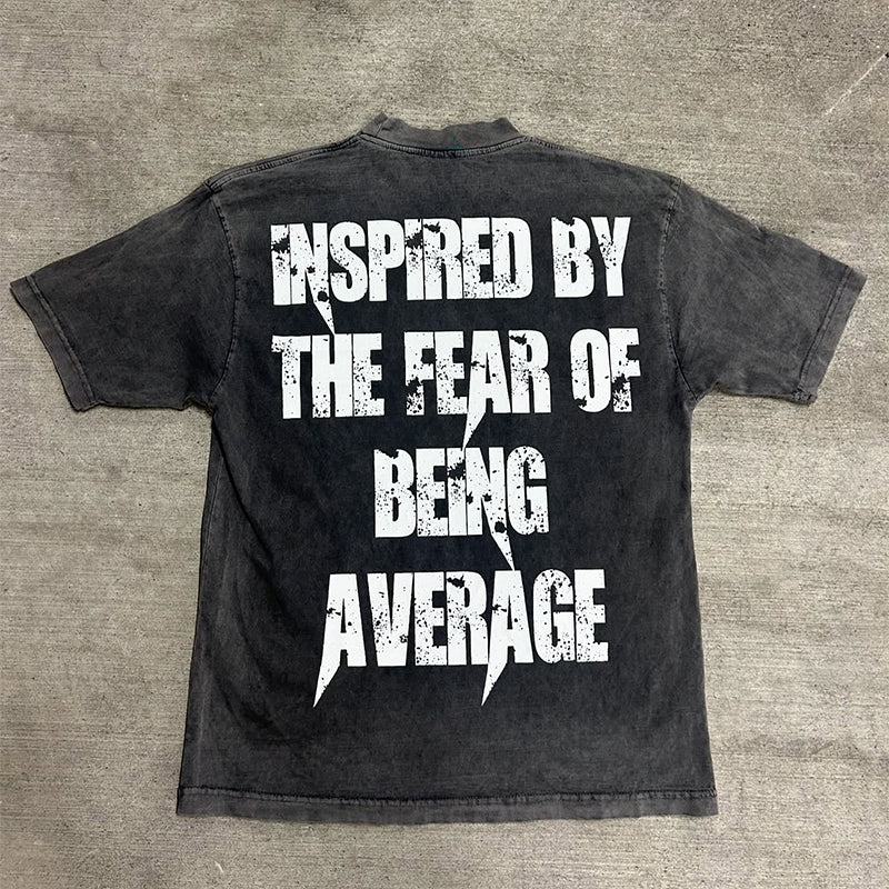 Vintage washed print crew neck T-shirt