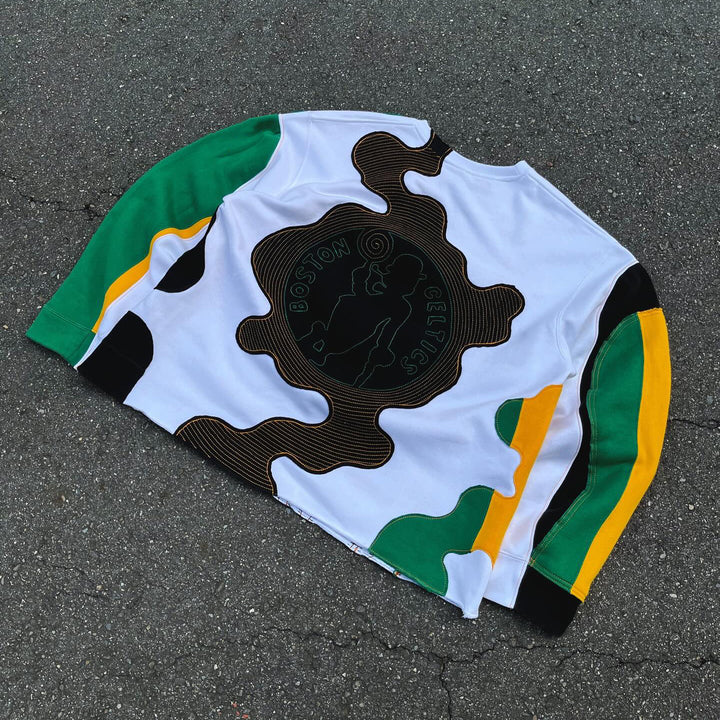 Casual Street Sports Retro Patch Heavy Sweatshirt