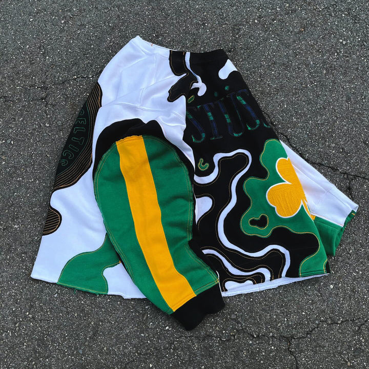 Casual Street Sports Retro Patch Heavy Sweatshirt