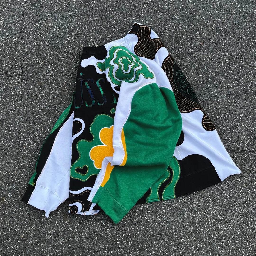 Casual Street Sports Retro Patch Heavy Sweatshirt