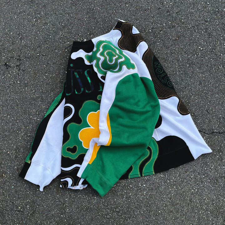 Casual Street Sports Retro Patch Heavy Sweatshirt