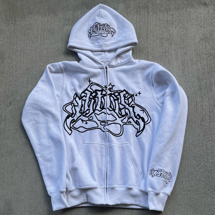 Stellar Print Long Sleeve Zipper Hoodies