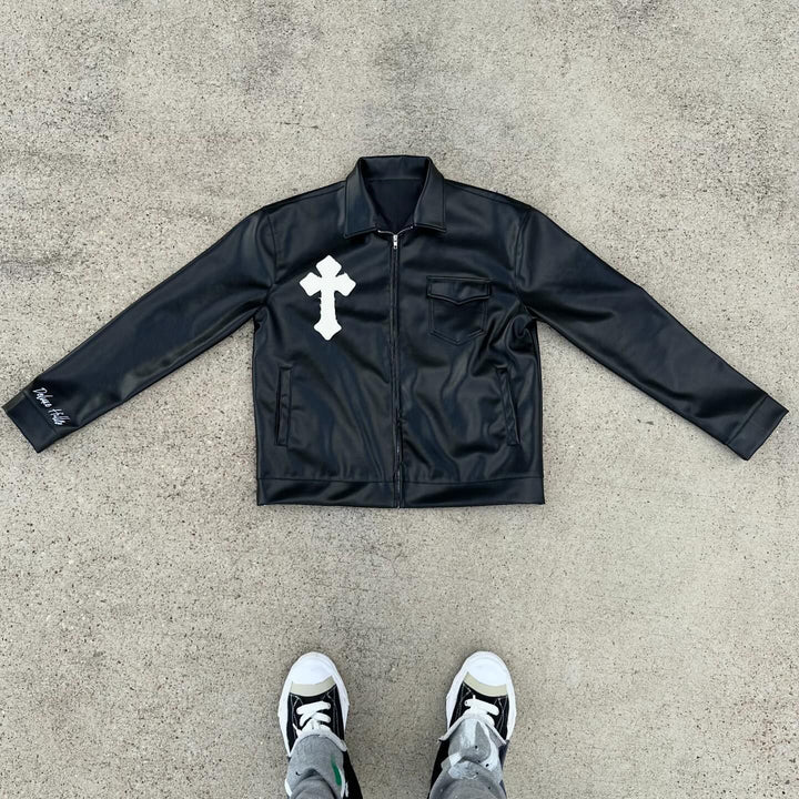 Casual personalized zipper lapel long-sleeved shirt jacket