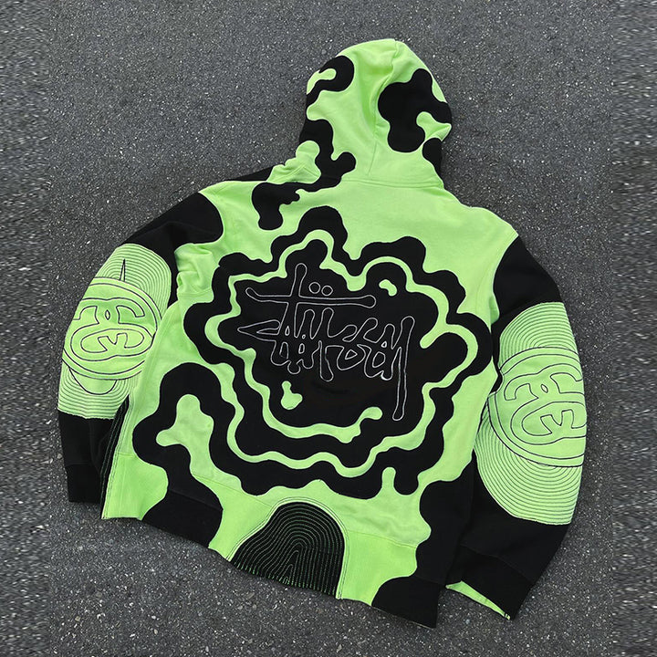 Contrast print long sleeve hoodie