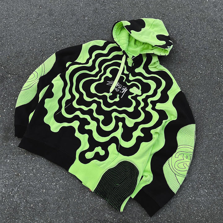 Contrast print long sleeve hoodie