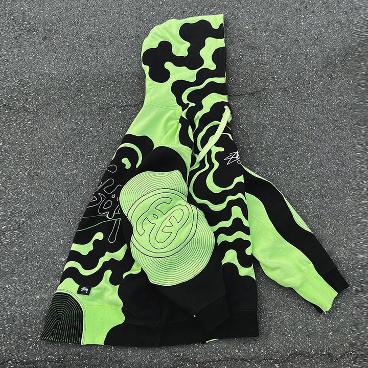 Contrast print long sleeve hoodie
