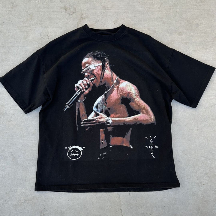 Character Sing Print Short Sleeve T-Shirt