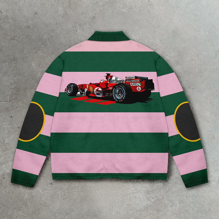 Smoke casual street retro striped rugby polo