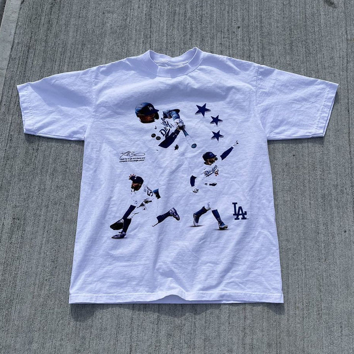 Stylish Baseball Print Short Sleeve T-Shirt