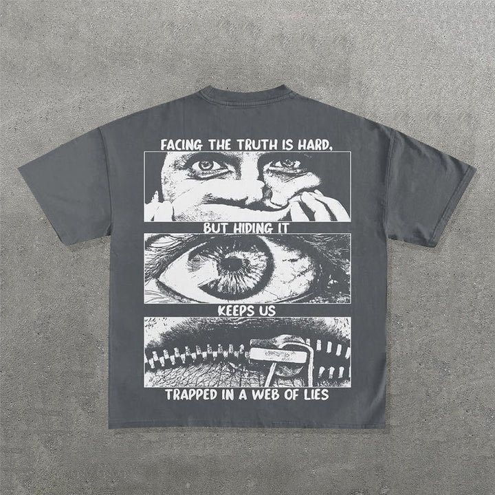 Facing The Truth Print Short Sleeve T-Shirt
