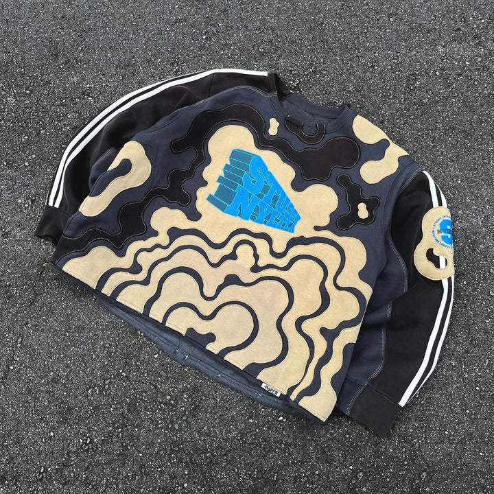 Casual Street Retro Patch  Sweatshirt