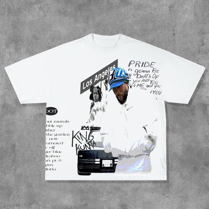 Character Letters Car Print Short Sleeve T-Shirt
