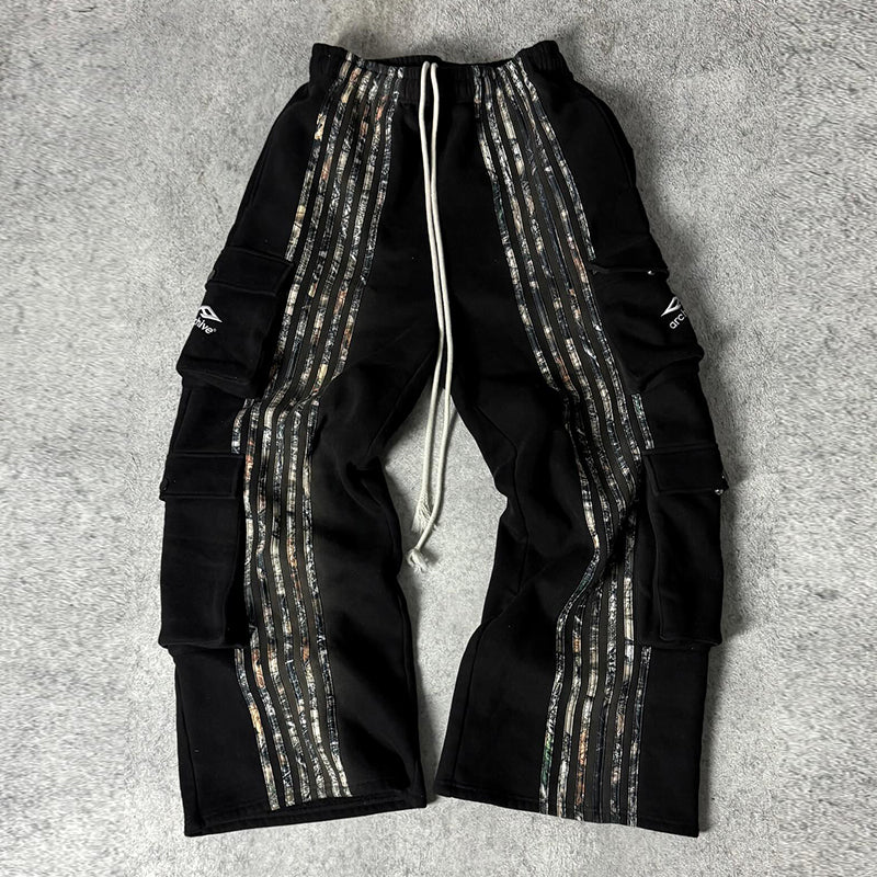 Striped camouflage multi-pocket casual pants