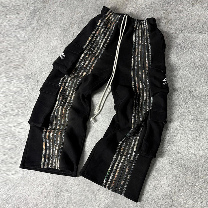 Striped camouflage multi-pocket casual pants