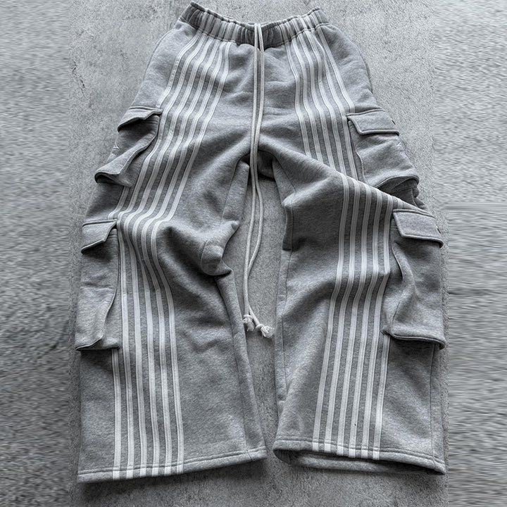 Striped camouflage multi-pocket casual pants