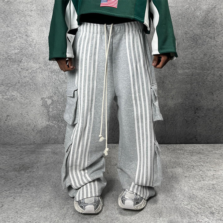 Striped camouflage multi-pocket casual pants