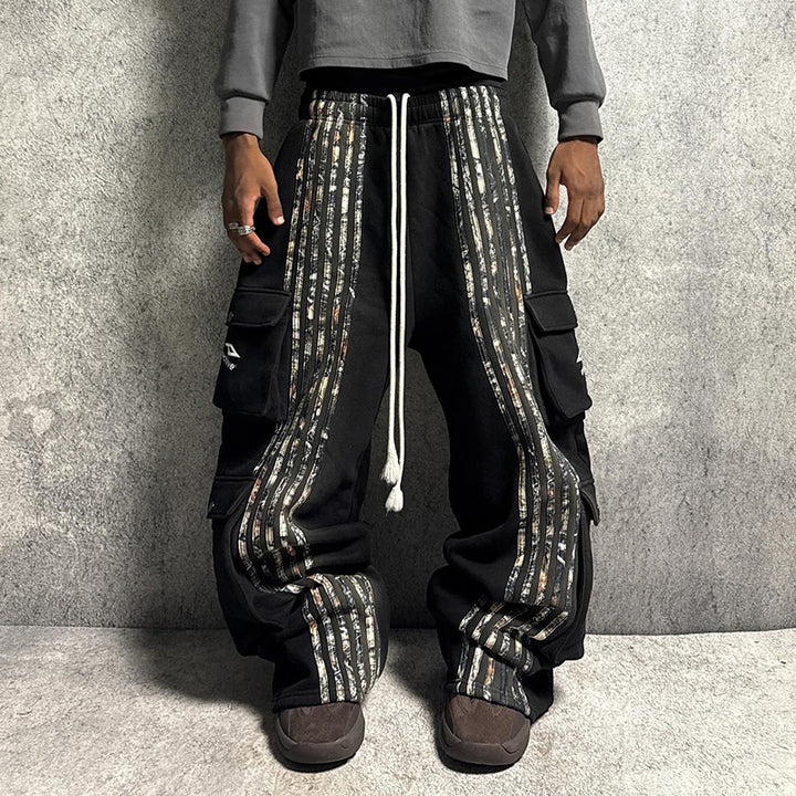 Striped camouflage multi-pocket casual pants