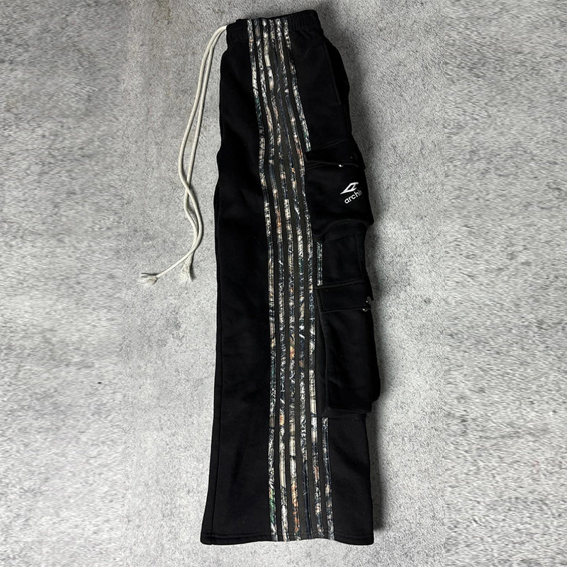 Striped camouflage multi-pocket casual pants