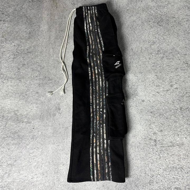 Striped camouflage multi-pocket casual pants