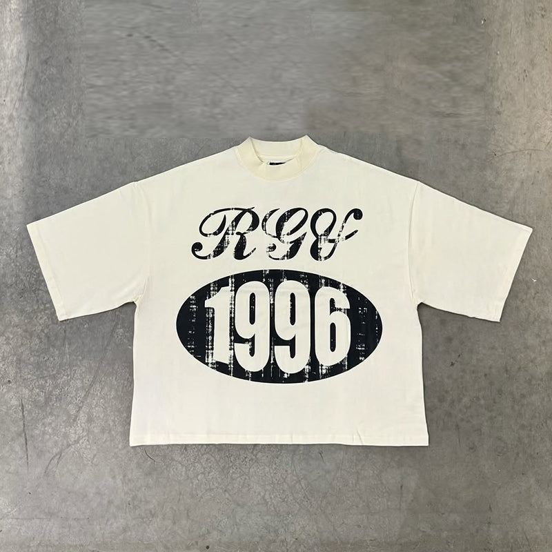 Street print three quarter sleeves T-shirt
