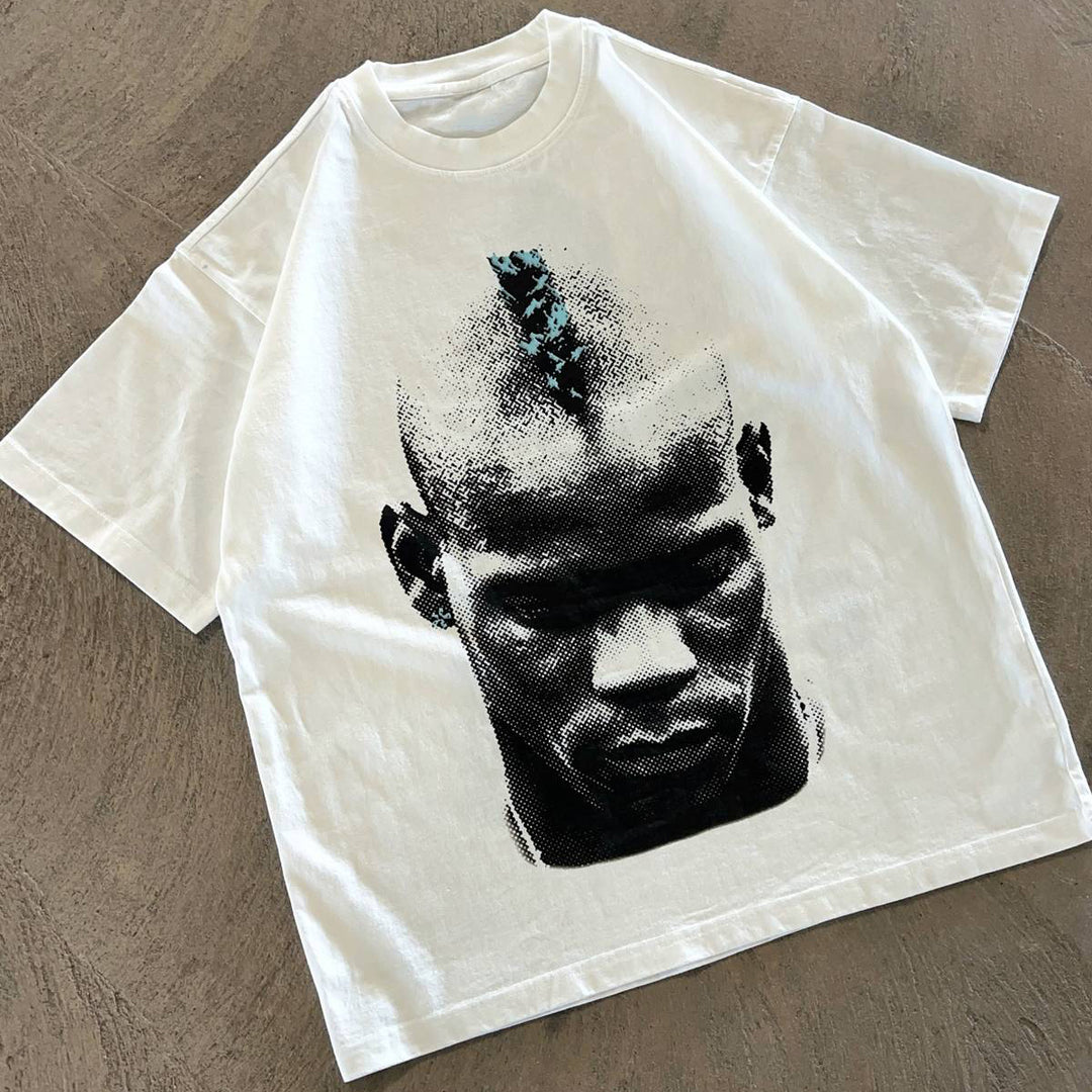 Casual street soccer print heavyweight T-shirt