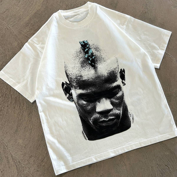 Casual street soccer print heavyweight T-shirt