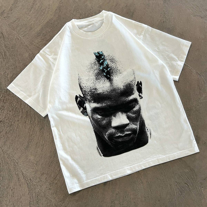 Casual street soccer print heavyweight T-shirt