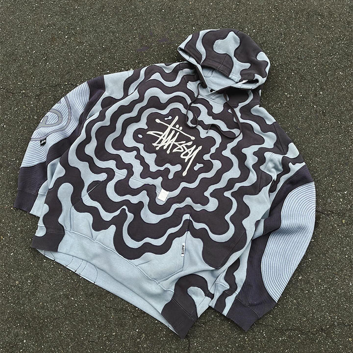 Casual personalized contrast color digital print hoodie