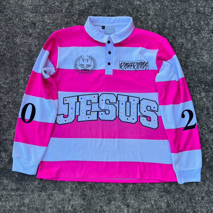Jesus Casual Street Stripe College Football Polo