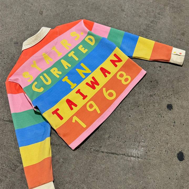 Street Style Rainbow Lapel POLO Shirt