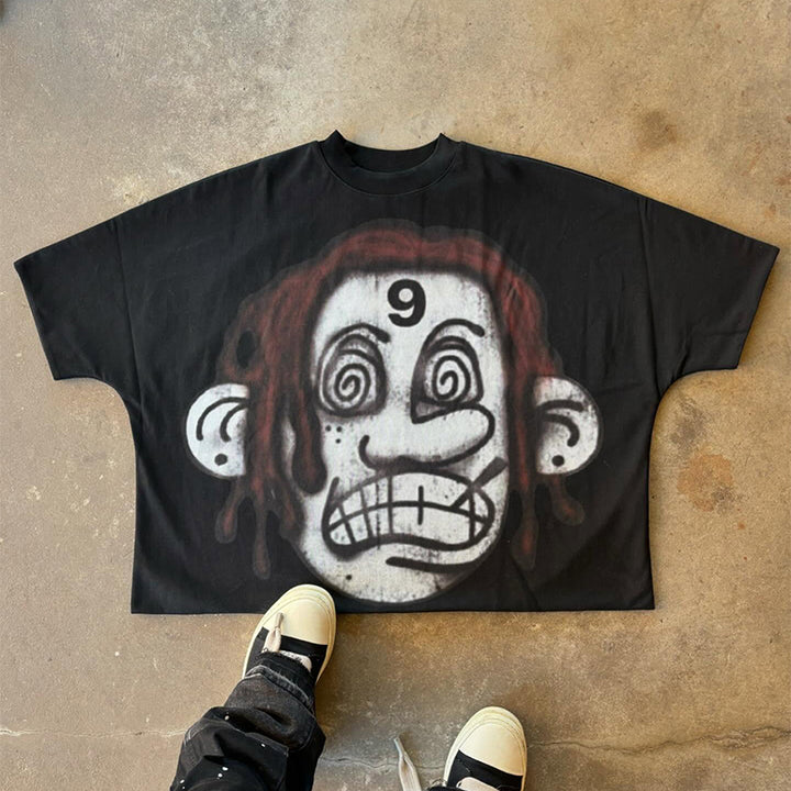 Street graffiti contrast color short-sleeved T-shirt