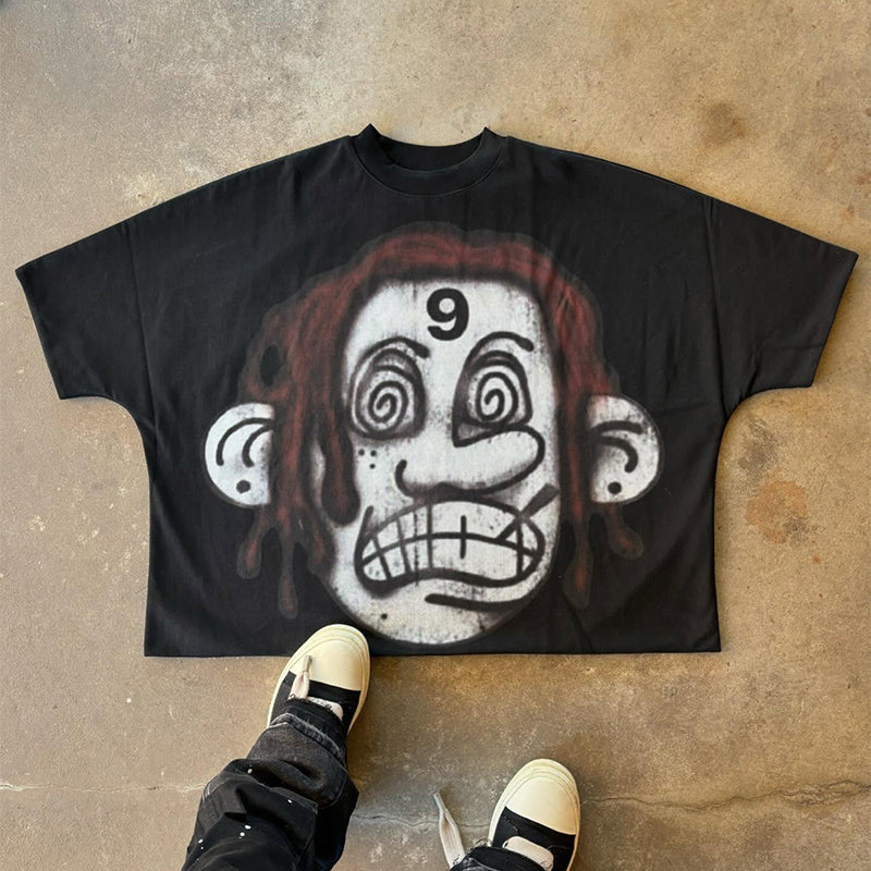 Street graffiti contrast color short-sleeved T-shirt