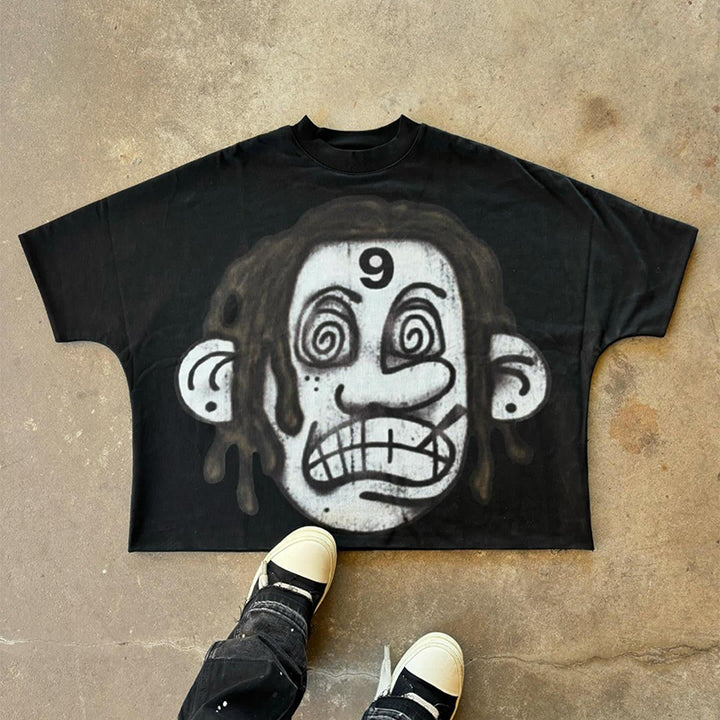 Street graffiti contrast color short-sleeved T-shirt
