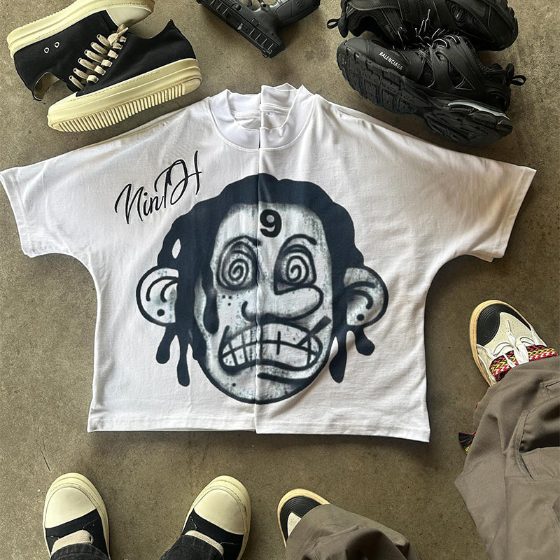Street graffiti contrast color short-sleeved T-shirt