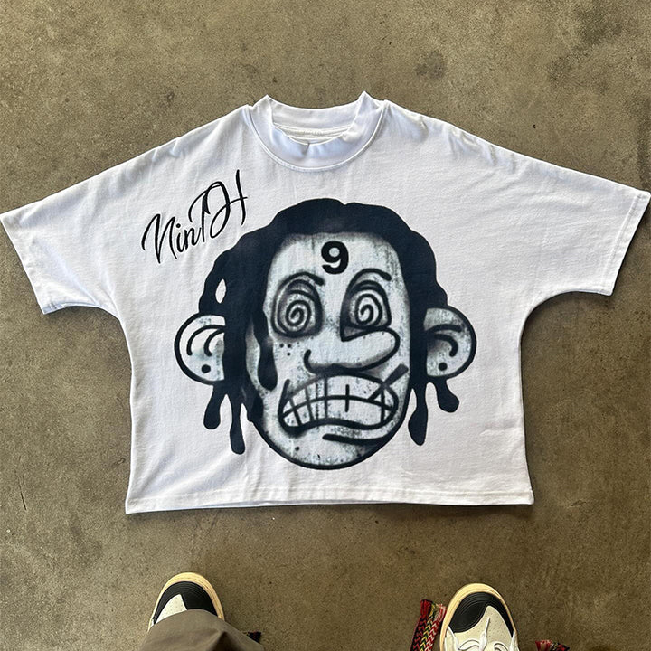 Street graffiti contrast color short-sleeved T-shirt
