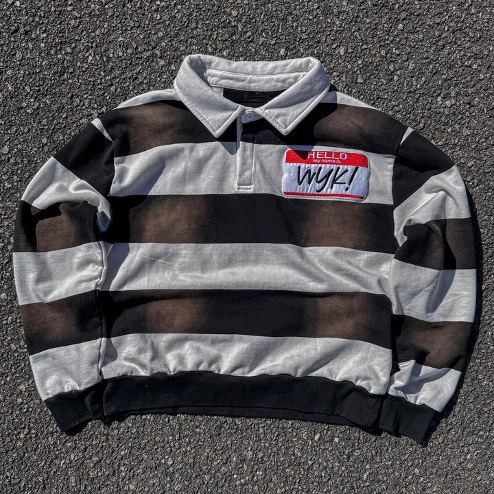 Striped Retro Casual Sports Rugby Polo