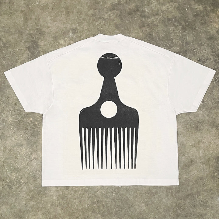 Comb casual street retro music T-shirt