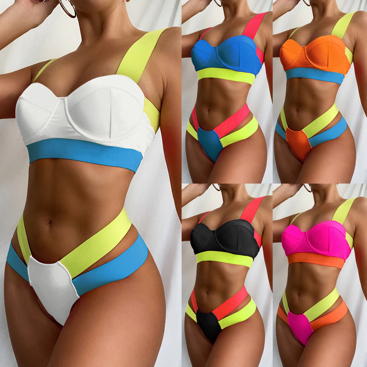 Women's contrast bandage bikini