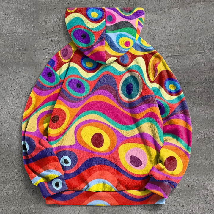 Vintage Fleece Print Face Mask Hoodies