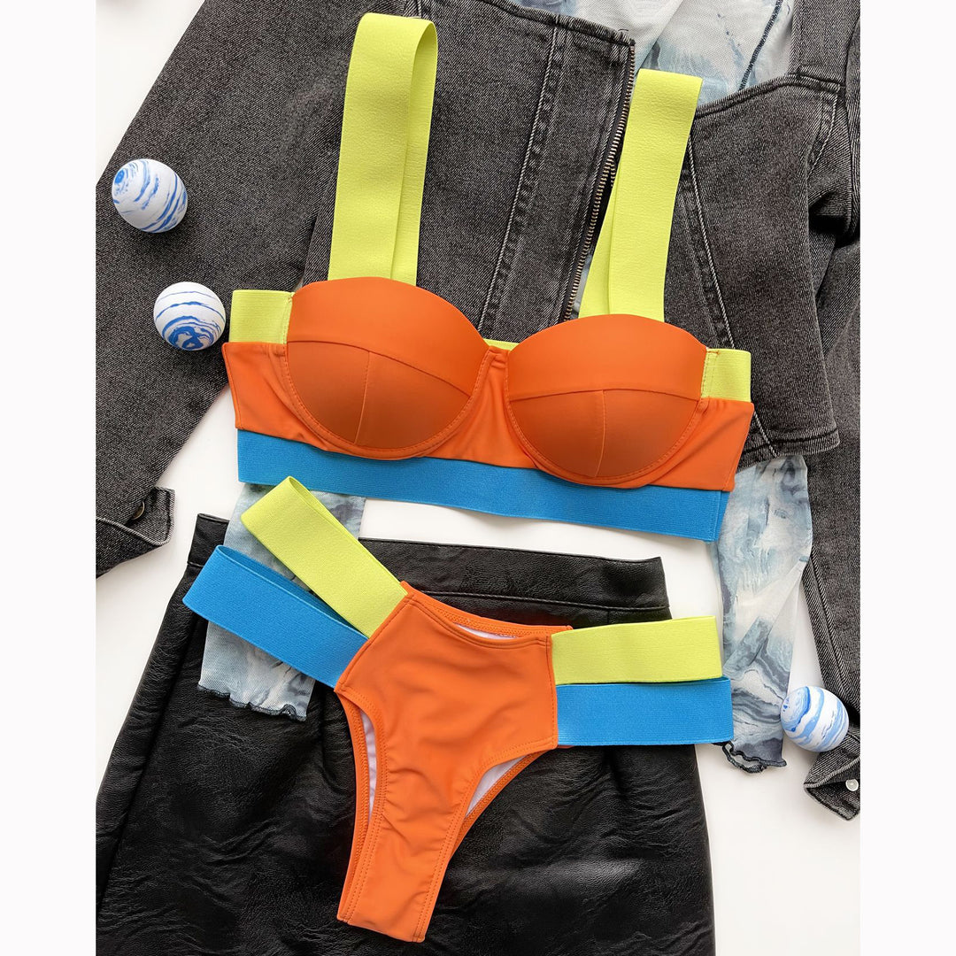 Women's contrast bandage bikini