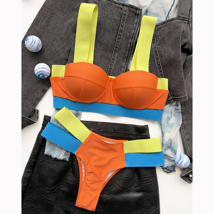 Women's contrast bandage bikini