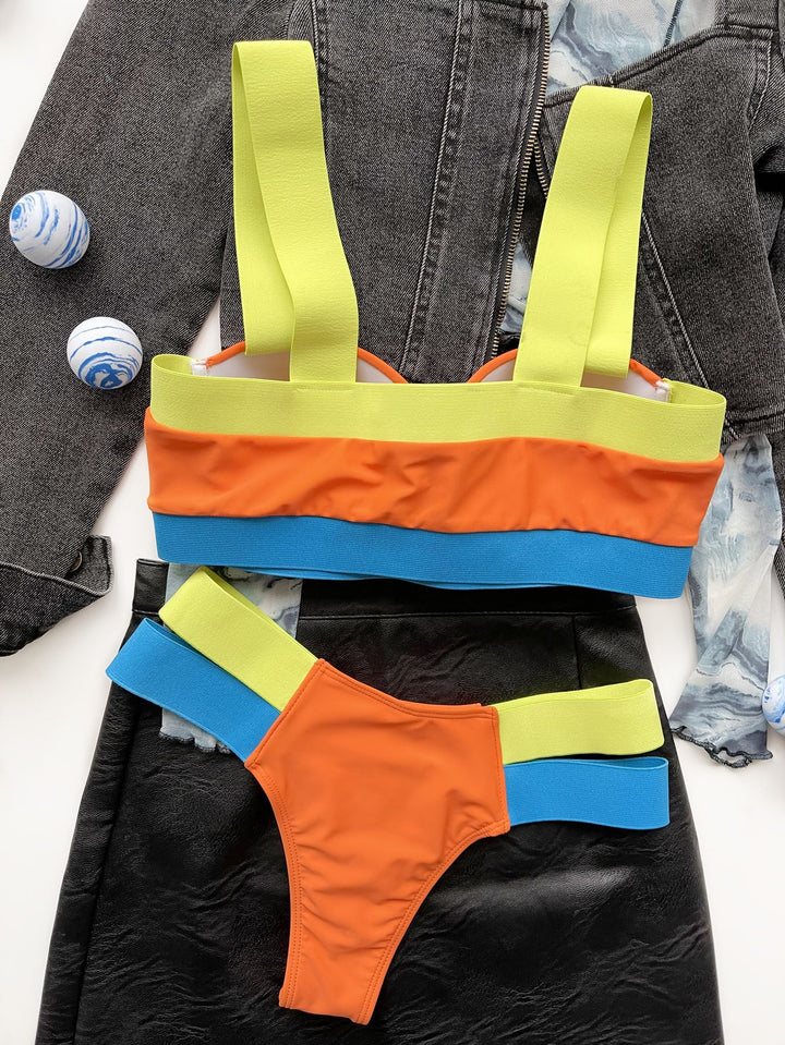 Women's contrast bandage bikini