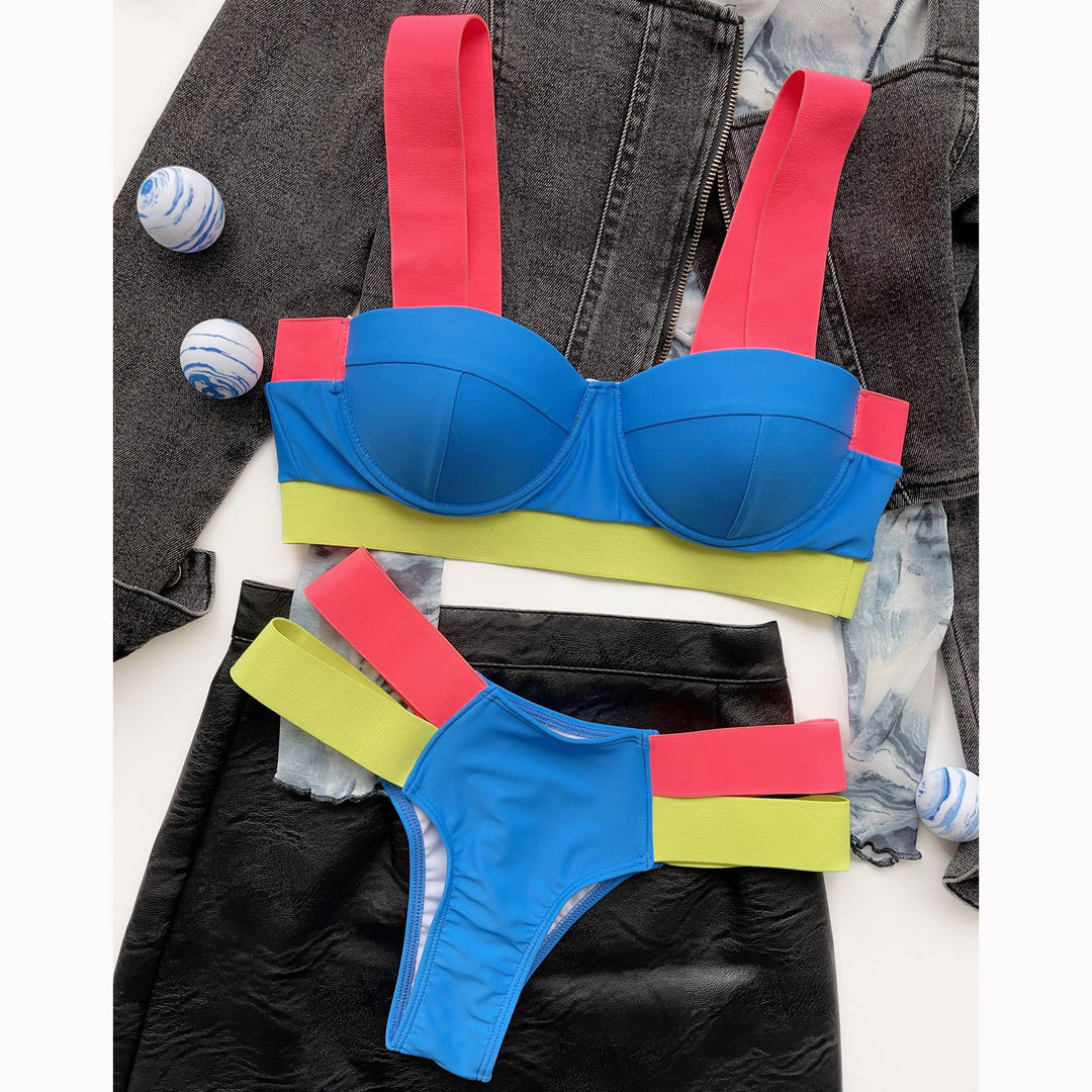 Women's contrast bandage bikini