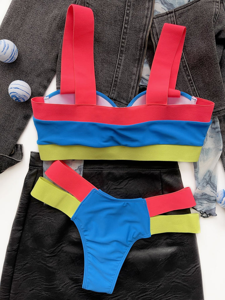 Women's contrast bandage bikini
