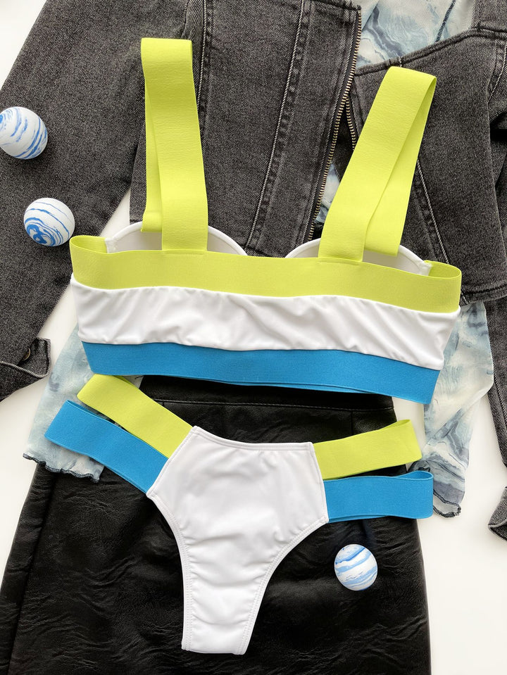 Women's contrast bandage bikini